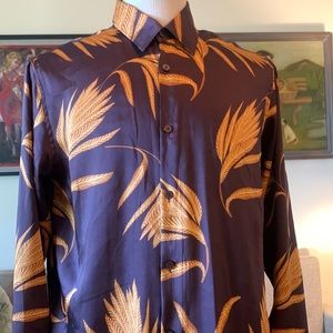 ZARA MENS SHEAVES OF WHEAT,LEAVES,FEATHERS SHIRT